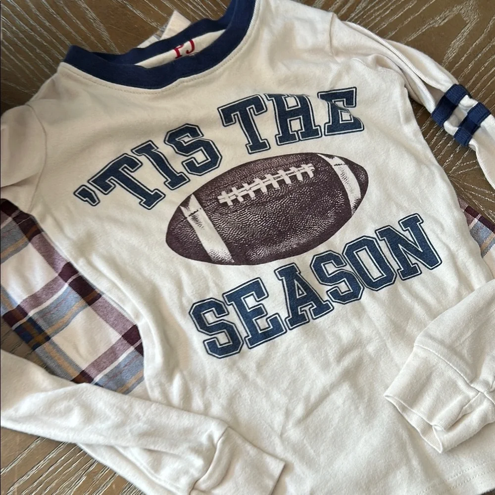 Boys Fall Football Season Plaid Pajama Set Size 8